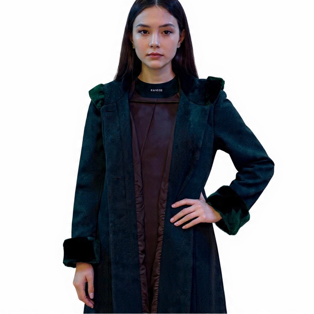 Vintage Braefair Wool Winter Coat - Green - Size Large